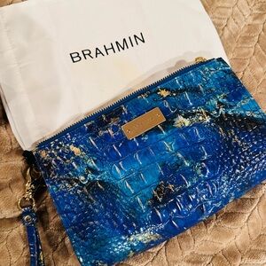 Brahmin Vibrant Blue Embossed Clutch